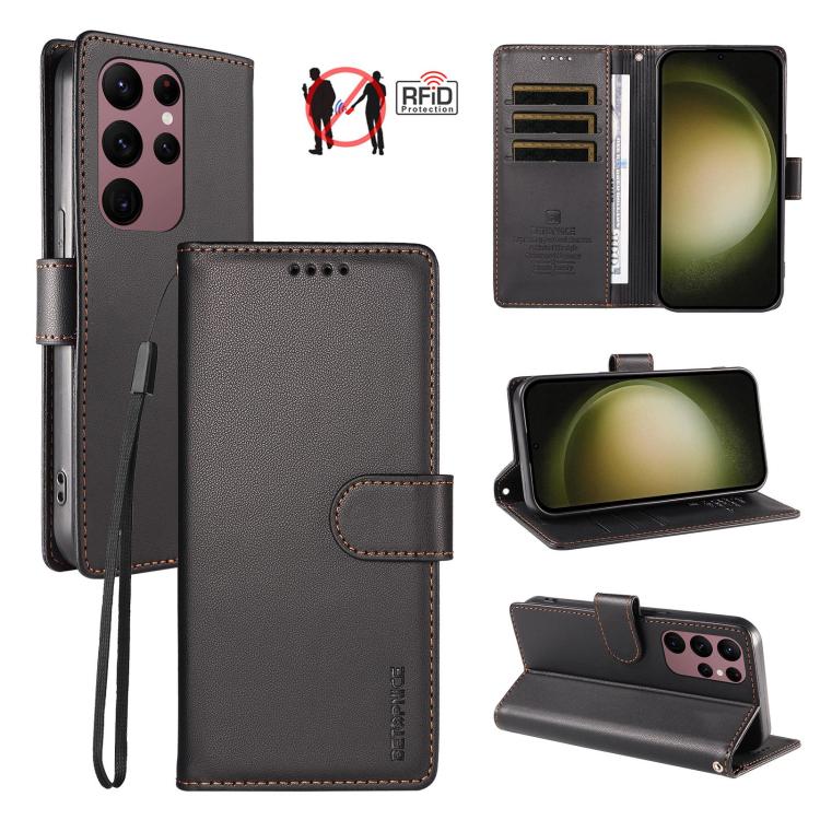 Custodia per telefono BETOPNICE in ecopelle vegana perlata con protezione RFID e cinturino., For Galaxy S23 FE 5G, For Galaxy S23 Ultra 5G, For Galaxy S23+ 5G, For Galaxy S23 5G
