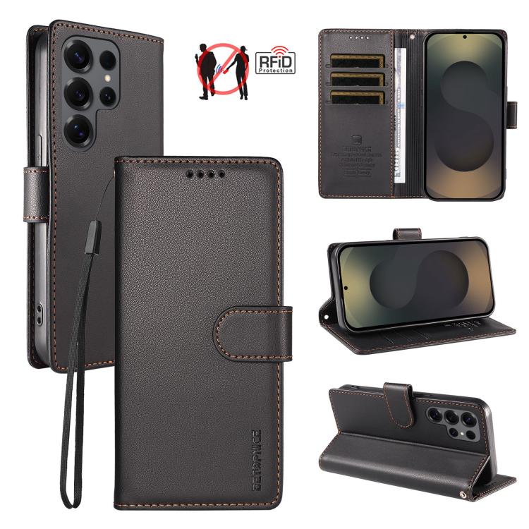 Custodia per telefono BETOPNICE in ecopelle vegana perlata con protezione RFID e cinturino., For Galaxy S25+ / S24+ 5G, For Galaxy S25 Ultra 5G, For Galaxy S24 FE 5G, For Galaxy S24 Ultra 5G