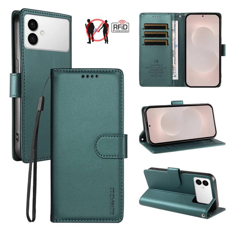 Custodia per telefono BETOPNICE in ecopelle vegana perlata con protezione RFID e cinturino., For Galaxy S26 FE 5G, For Galaxy S26+ 5G, For Galaxy S26 Edge 5G, For Galaxy S26 Ultra 5G