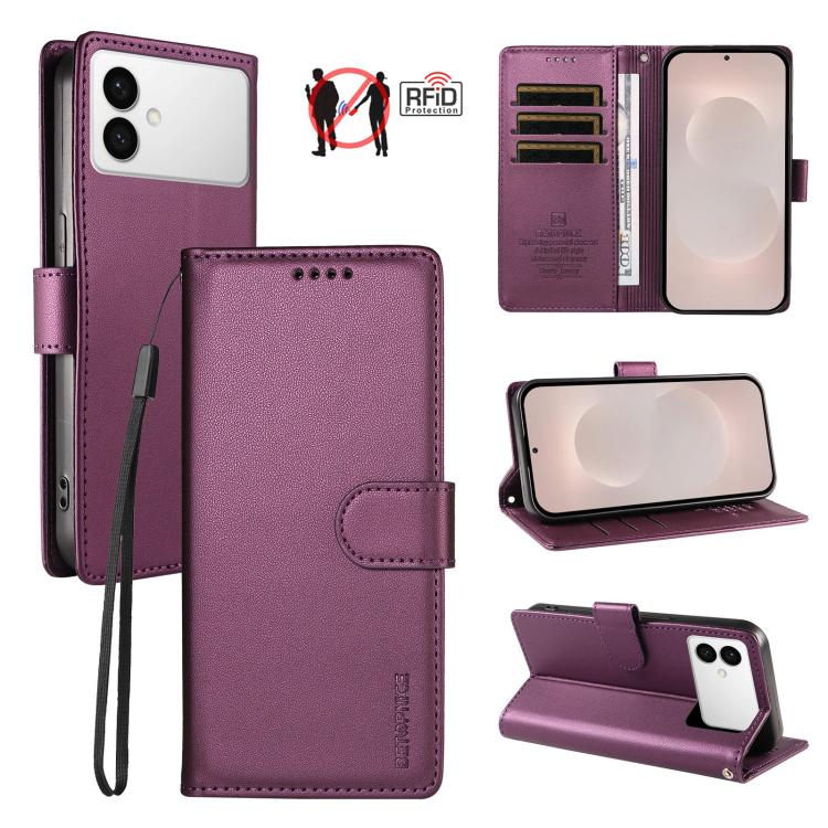 Custodia per telefono BETOPNICE in ecopelle vegana perlata con protezione RFID e cinturino., For Galaxy S26 FE 5G, For Galaxy S26+ 5G, For Galaxy S26 Edge 5G, For Galaxy S26 Ultra 5G