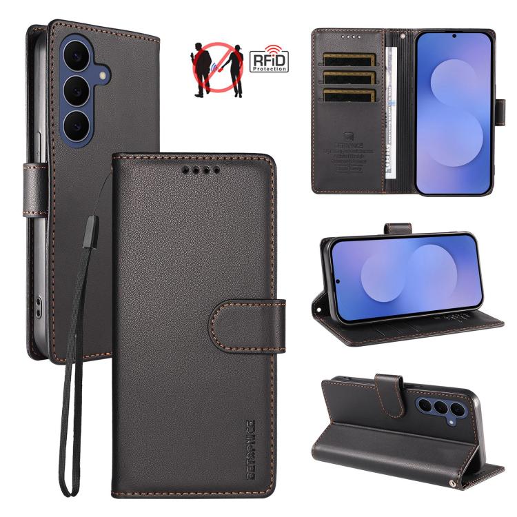 Custodia per telefono BETOPNICE in ecopelle vegana perlata con protezione RFID e cinturino., For Galaxy S26 FE 5G, For Galaxy S26+ 5G, For Galaxy S26 Edge 5G, For Galaxy S26 Ultra 5G