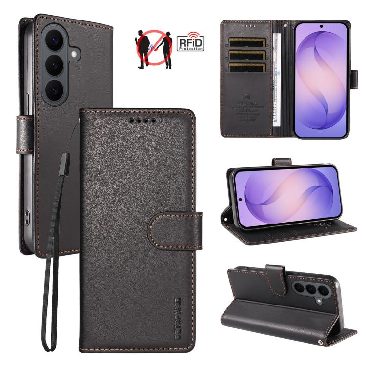 Custodia per telefono BETOPNICE in ecopelle vegana perlata con protezione RFID e cinturino., For Galaxy S26 5G, For Galaxy S25 FE 5G, For Galaxy S25 Edge 5G, For Galaxy S25 / S24 5G