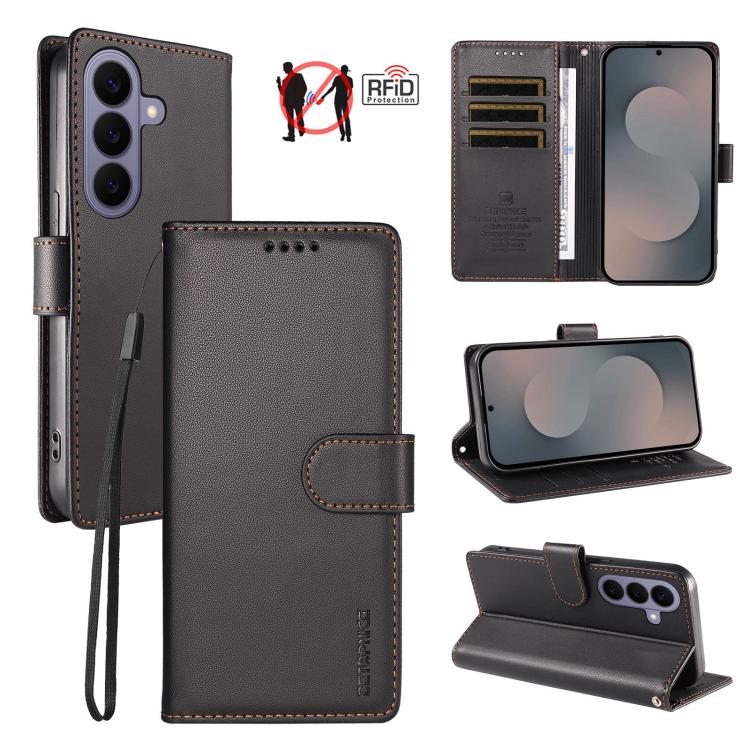Custodia per telefono BETOPNICE in ecopelle vegana perlata con protezione RFID e cinturino., For Galaxy S26 FE 5G, For Galaxy S26+ 5G, For Galaxy S26 Edge 5G, For Galaxy S26 Ultra 5G