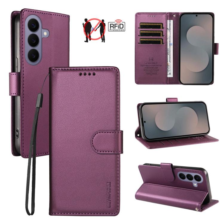 Custodia per telefono BETOPNICE in ecopelle vegana perlata con protezione RFID e cinturino., For Galaxy S26 FE 5G, For Galaxy S26+ 5G, For Galaxy S26 Edge 5G, For Galaxy S26 Ultra 5G