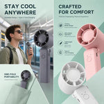 Ventilatore portatile DF-93 a tre velocità, regolabile e pieghevole.