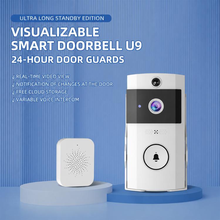 Videocitofono intelligente U9 HD da 1 MP con audio bidirezionale., Only Doorbell, Transparent Cover + Doorbell, Brown Cover + Doorbell