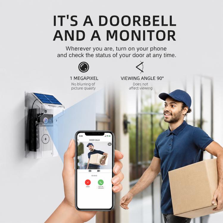 Videocitofono intelligente U9 HD da 1 MP con audio bidirezionale., Only Doorbell, Transparent Cover + Doorbell, Brown Cover + Doorbell