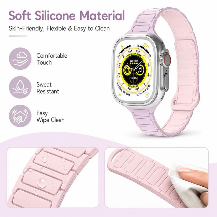 Cinturino per orologio magnetico in silicone xDfind con tre perline, For Apple Watch 42 / 44 / 45 / 46 / 49mm, For Apple Watch 38 / 40 / 41 / S11 42mm