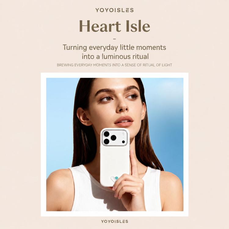 Custodia per telefono ibrida in PC e PU galvanizzato della serie Heart Island di YOYOISLES, For iPhone 16 Pro Max, For iPhone 16 Pro
