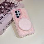 Custodia per telefono in peluche con specchietto a forma di gatto e papillon 3D, For Galaxy A54 5G