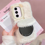 Custodia per telefono in peluche con specchietto a forma di gatto e papillon 3D, For Galaxy S26+ 5G, For Galaxy S26 Ultra 5G, For Galaxy S26 5G, For Galaxy S25+ 5G, For Galaxy S25 Ultra 5G, For Galaxy S24 Ultra 5G, For Galaxy S24+ 5G                   ...
