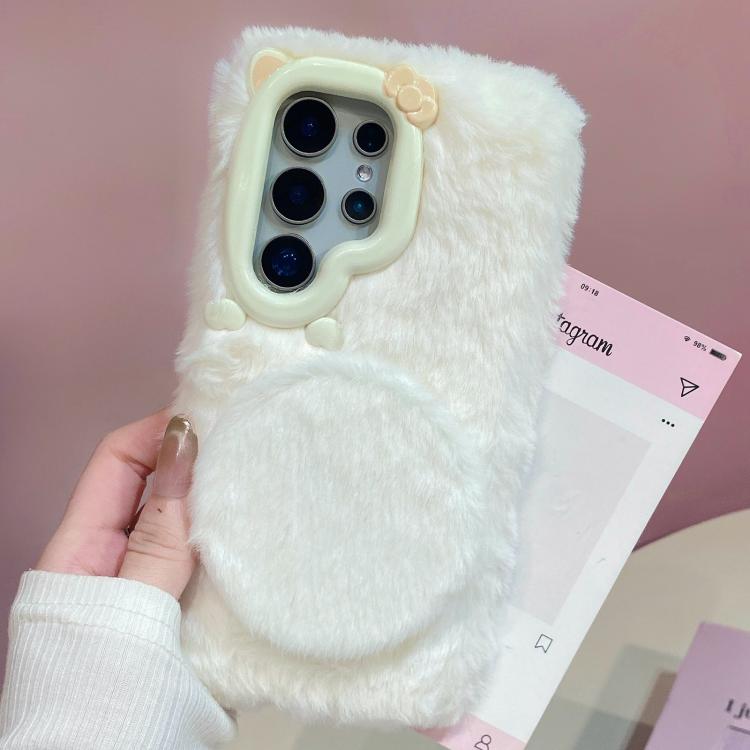 Custodia per telefono in peluche con specchietto a forma di gatto e papillon 3D, For Galaxy S26+ 5G, For Galaxy S26 Ultra 5G, For Galaxy S26 5G, For Galaxy S25+ 5G, For Galaxy S25 Ultra 5G, For Galaxy S24 Ultra 5G, For Galaxy S24+ 5G                   ...