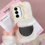 Custodia per telefono in peluche con specchietto a forma di gatto e papillon 3D, For Galaxy S26+ 5G, For Galaxy S26 Ultra 5G, For Galaxy S26 5G, For Galaxy S25+ 5G, For Galaxy S25 Ultra 5G, For Galaxy S24 Ultra 5G, For Galaxy S24+ 5G                   ...