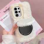 Custodia per telefono in peluche con specchietto a forma di gatto e papillon 3D, For Galaxy S26+ 5G, For Galaxy S26 Ultra 5G, For Galaxy S26 5G, For Galaxy S25+ 5G, For Galaxy S25 Ultra 5G, For Galaxy S24 Ultra 5G, For Galaxy S24+ 5G                   ...