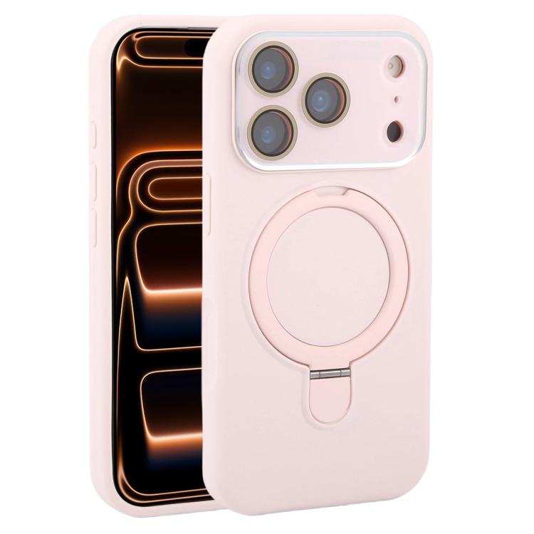 Custodia per telefono in silicone liquido con supporto magnetico per finestra grande., For iPhone 17 Pro Max, For iPhone 17 Pro
