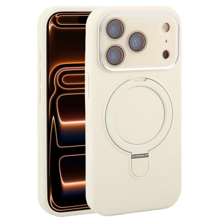 Custodia per telefono in silicone liquido con supporto magnetico per finestra grande., For iPhone 17 Pro Max, For iPhone 17 Pro