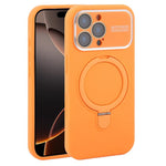 Custodia per telefono in silicone liquido con supporto magnetico per finestra grande., For iPhone 16 Pro Max, For iPhone 16 Pro