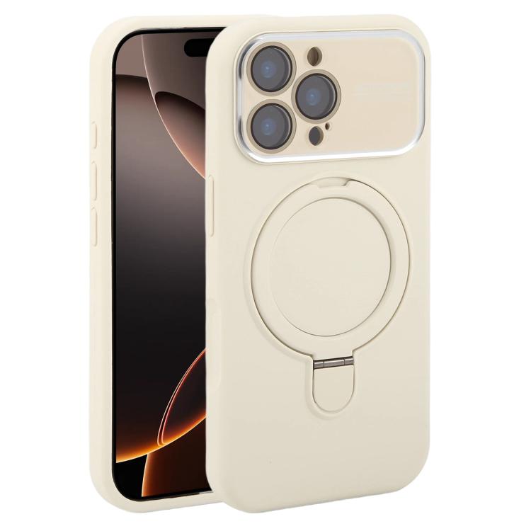 Custodia per telefono in silicone liquido con supporto magnetico per finestra grande., For iPhone 16 Pro Max, For iPhone 16 Pro