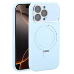 Custodia per telefono in silicone liquido con supporto magnetico per finestra grande., For iPhone 16 Pro Max, For iPhone 16 Pro