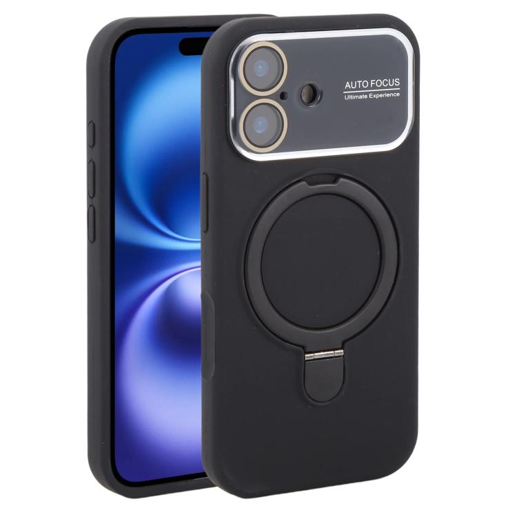 Custodia per telefono in silicone liquido con supporto magnetico per finestra grande., For iPhone 16 Plus, For iPhone 16