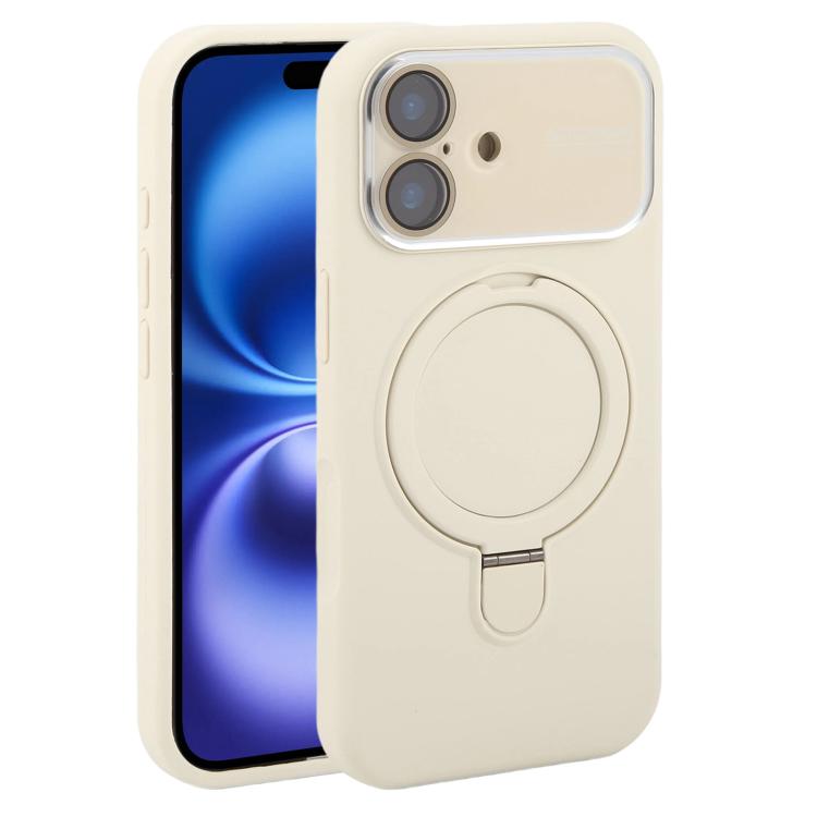 Custodia per telefono in silicone liquido con supporto magnetico per finestra grande., For iPhone 16 Plus, For iPhone 16