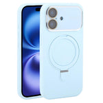 Custodia per telefono in silicone liquido con supporto magnetico per finestra grande., For iPhone 16 Plus, For iPhone 16