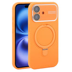 Custodia per telefono in silicone liquido con supporto magnetico per finestra grande., For iPhone 16 Plus, For iPhone 16
