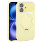 Custodia per telefono in silicone liquido con supporto magnetico per finestra grande., For iPhone 16 Plus, For iPhone 16