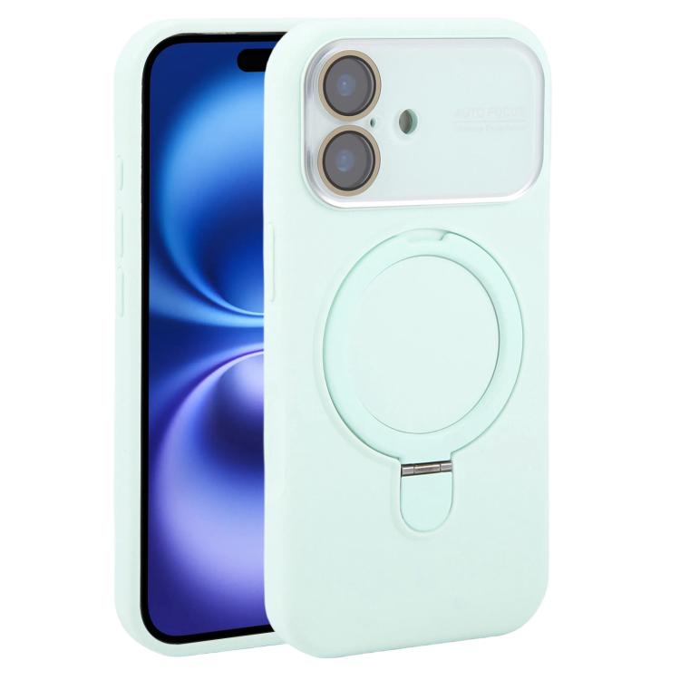 Custodia per telefono in silicone liquido con supporto magnetico per finestra grande., For iPhone 16 Plus, For iPhone 16