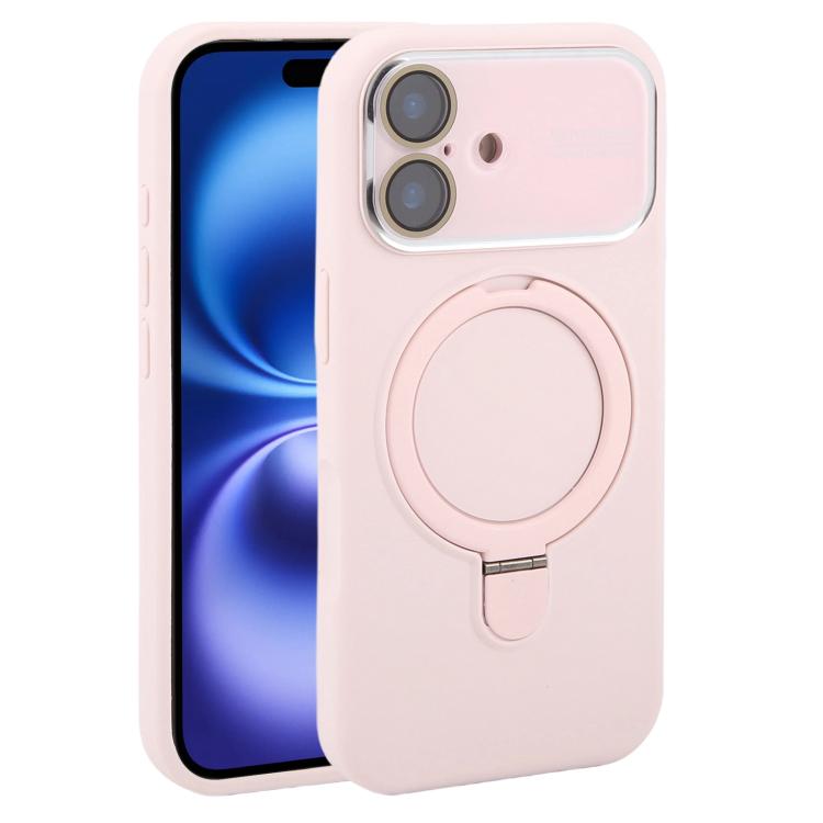 Custodia per telefono in silicone liquido con supporto magnetico per finestra grande., For iPhone 16 Plus, For iPhone 16