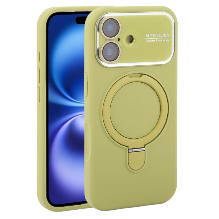 Custodia per telefono in silicone liquido con supporto magnetico per finestra grande., For iPhone 16 Plus, For iPhone 16