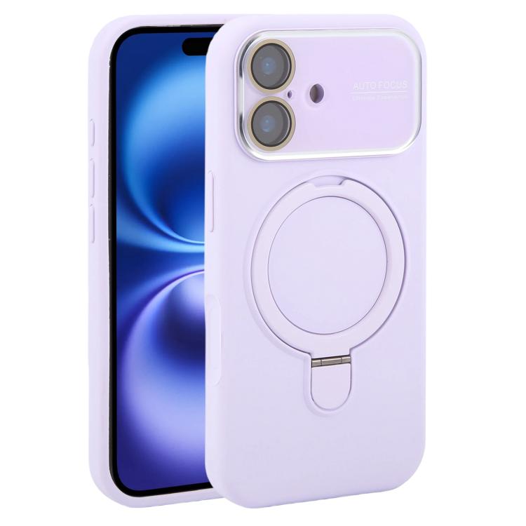 Custodia per telefono in silicone liquido con supporto magnetico per finestra grande., For iPhone 16 Plus, For iPhone 16