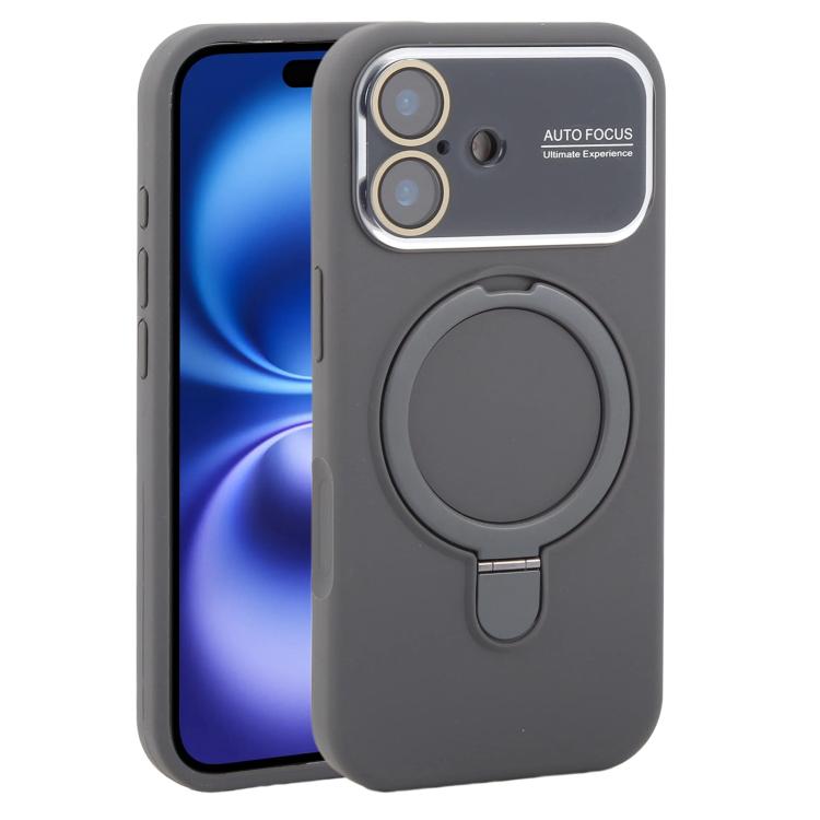 Custodia per telefono in silicone liquido con supporto magnetico per finestra grande., For iPhone 16 Plus, For iPhone 16