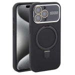 Custodia per telefono in silicone liquido con supporto magnetico per finestra grande., For iPhone 15 Pro Max, For iPhone 15 Pro