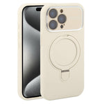 Custodia per telefono in silicone liquido con supporto magnetico per finestra grande., For iPhone 15 Pro Max, For iPhone 15 Pro
