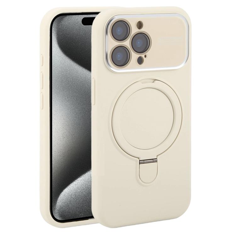 Custodia per telefono in silicone liquido con supporto magnetico per finestra grande., For iPhone 15 Pro Max, For iPhone 15 Pro