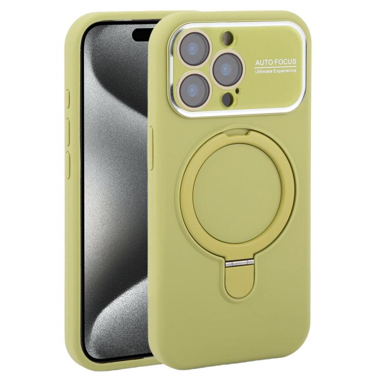 Custodia per telefono in silicone liquido con supporto magnetico per finestra grande., For iPhone 15 Pro Max, For iPhone 15 Pro