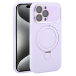 Custodia per telefono in silicone liquido con supporto magnetico per finestra grande., For iPhone 15 Pro Max, For iPhone 15 Pro