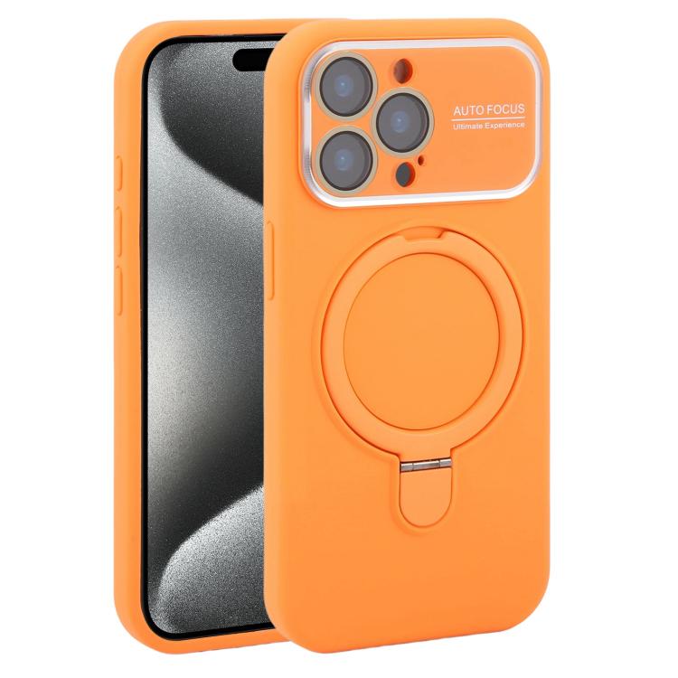 Custodia per telefono in silicone liquido con supporto magnetico per finestra grande., For iPhone 15 Pro Max, For iPhone 15 Pro