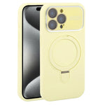 Custodia per telefono in silicone liquido con supporto magnetico per finestra grande., For iPhone 15 Pro Max, For iPhone 15 Pro