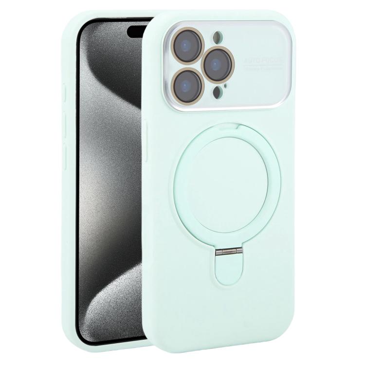 Custodia per telefono in silicone liquido con supporto magnetico per finestra grande., For iPhone 15 Pro Max, For iPhone 15 Pro