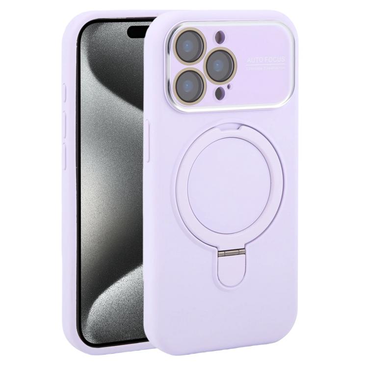 Custodia per telefono in silicone liquido con supporto magnetico per finestra grande., For iPhone 15 Pro Max, For iPhone 15 Pro