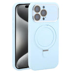 Custodia per telefono in silicone liquido con supporto magnetico per finestra grande., For iPhone 15 Pro Max, For iPhone 15 Pro