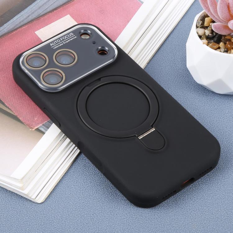 Custodia per telefono in silicone liquido con supporto magnetico per finestra grande., For iPhone 15 Plus, For iPhone 15