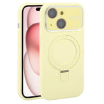 Custodia per telefono in silicone liquido con supporto magnetico per finestra grande., For iPhone 15 Plus, For iPhone 15