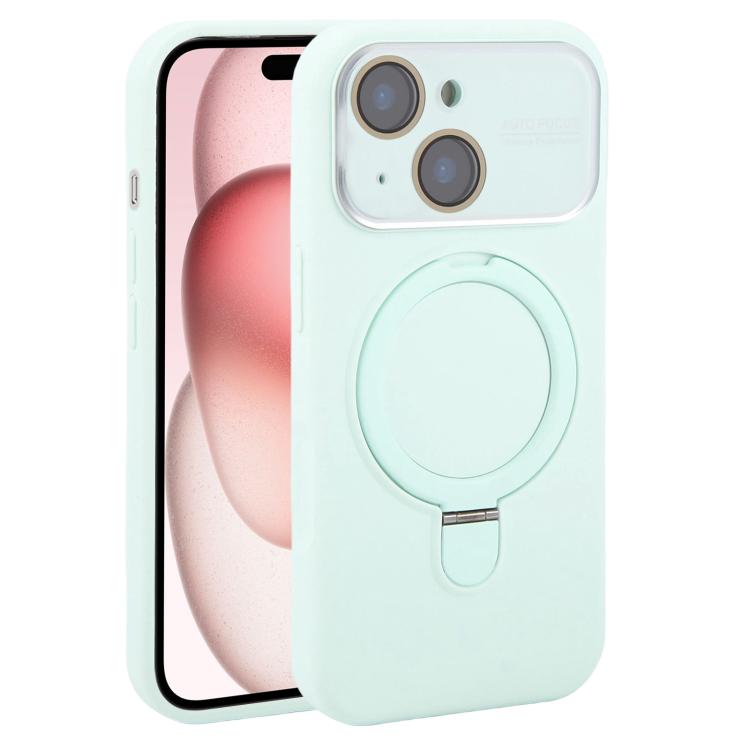 Custodia per telefono in silicone liquido con supporto magnetico per finestra grande., For iPhone 15 Plus, For iPhone 15