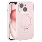 Custodia per telefono in silicone liquido con supporto magnetico per finestra grande., For iPhone 15 Plus, For iPhone 15