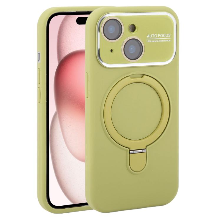 Custodia per telefono in silicone liquido con supporto magnetico per finestra grande., For iPhone 15 Plus, For iPhone 15