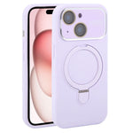 Custodia per telefono in silicone liquido con supporto magnetico per finestra grande., For iPhone 15 Plus, For iPhone 15
