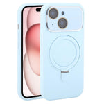 Custodia per telefono in silicone liquido con supporto magnetico per finestra grande., For iPhone 15 Plus, For iPhone 15